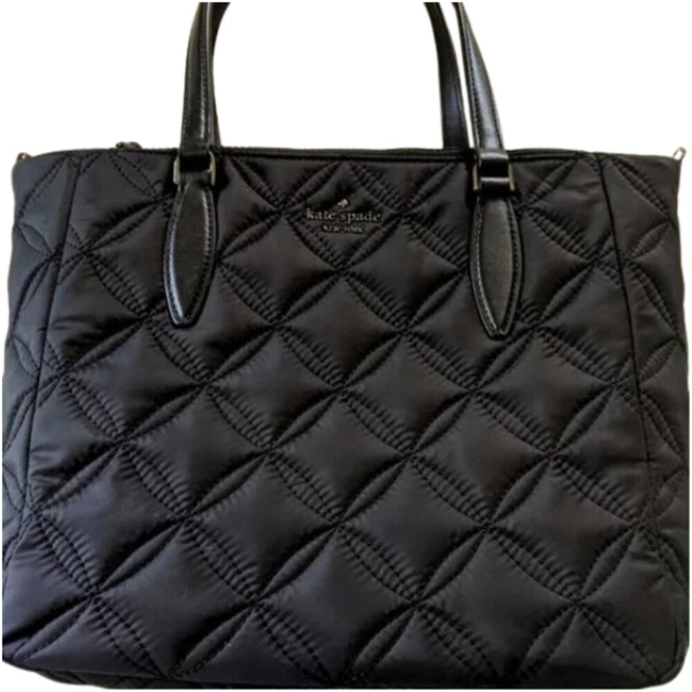 Kate Spade Black Medium Quilted Nylon Satchel Crossbody Bag